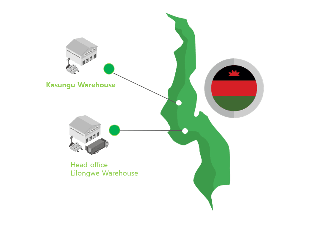 Map showing working locations for Fairway Enterprise in Malawi